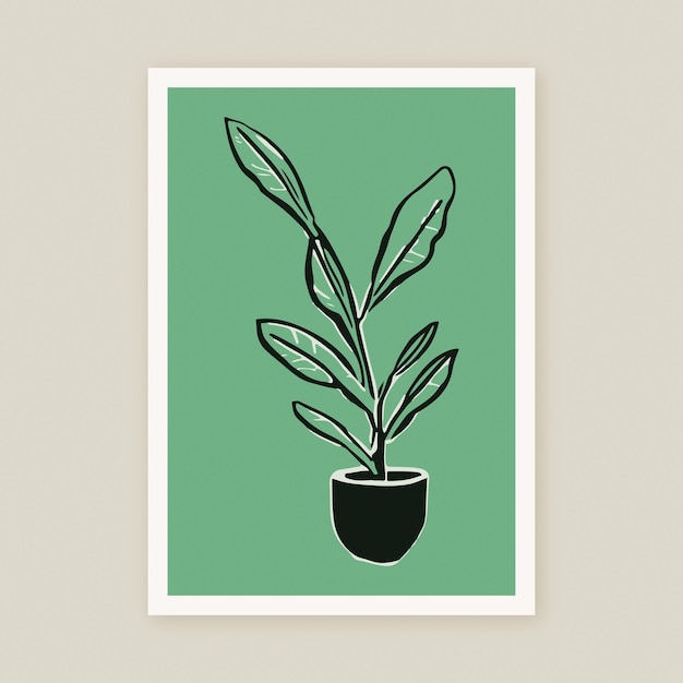 Bonita Botânica Minimalista Ilustração de Planta Moderna Arte Floral