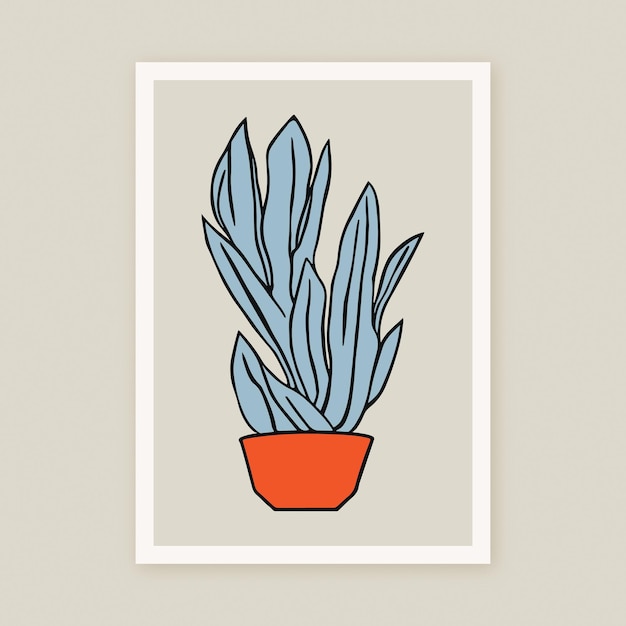 Bonita Botânica Minimalista Ilustração de Planta Moderna Arte Floral