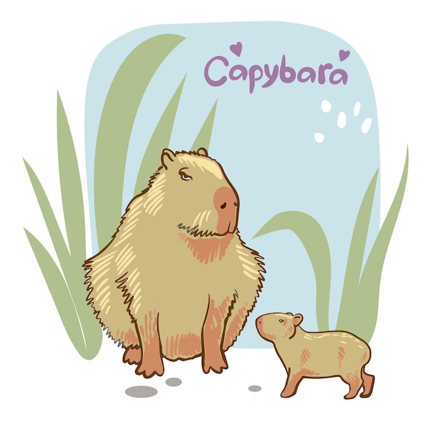 Design PNG E SVG De Capivara Carregando Filhotes Nas Costas Para