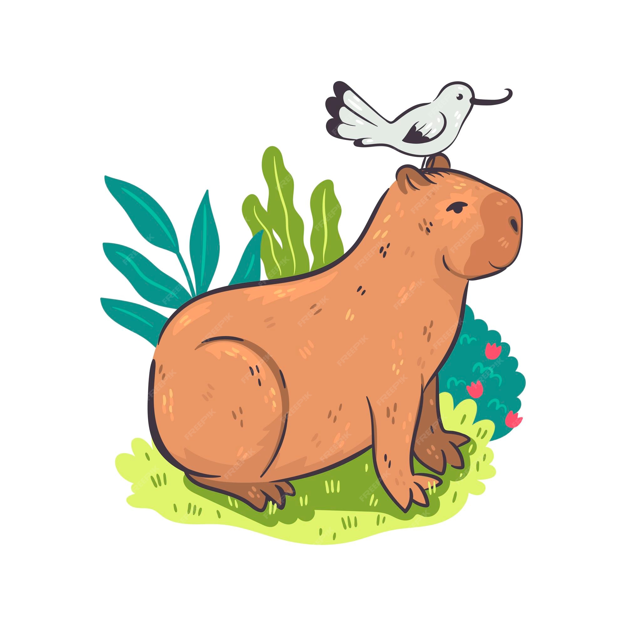 Um personagem de desenho animado de capivara com fundo branco, Vetor  Premium em 2023