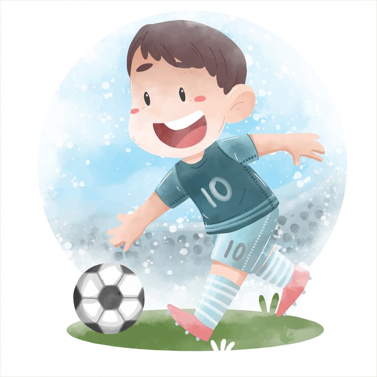 Vetor bonita criança jogando futebol