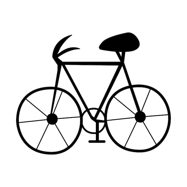 Bonita ilustração simplificada de bicicleta preta em fundo branco