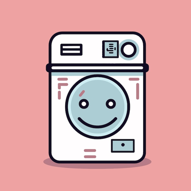 Bonita máquina de lavar roupa kawaii chibi mascote vector estilo de desenho animado