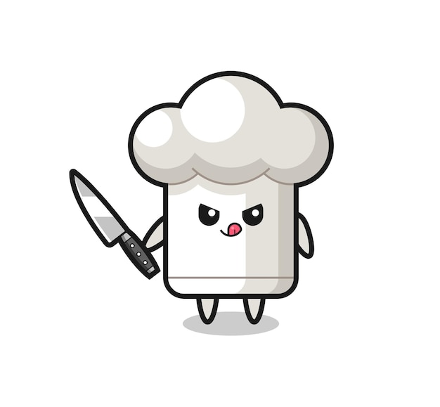 Bonitinho mascote de chef como um psicopata segurando uma faca