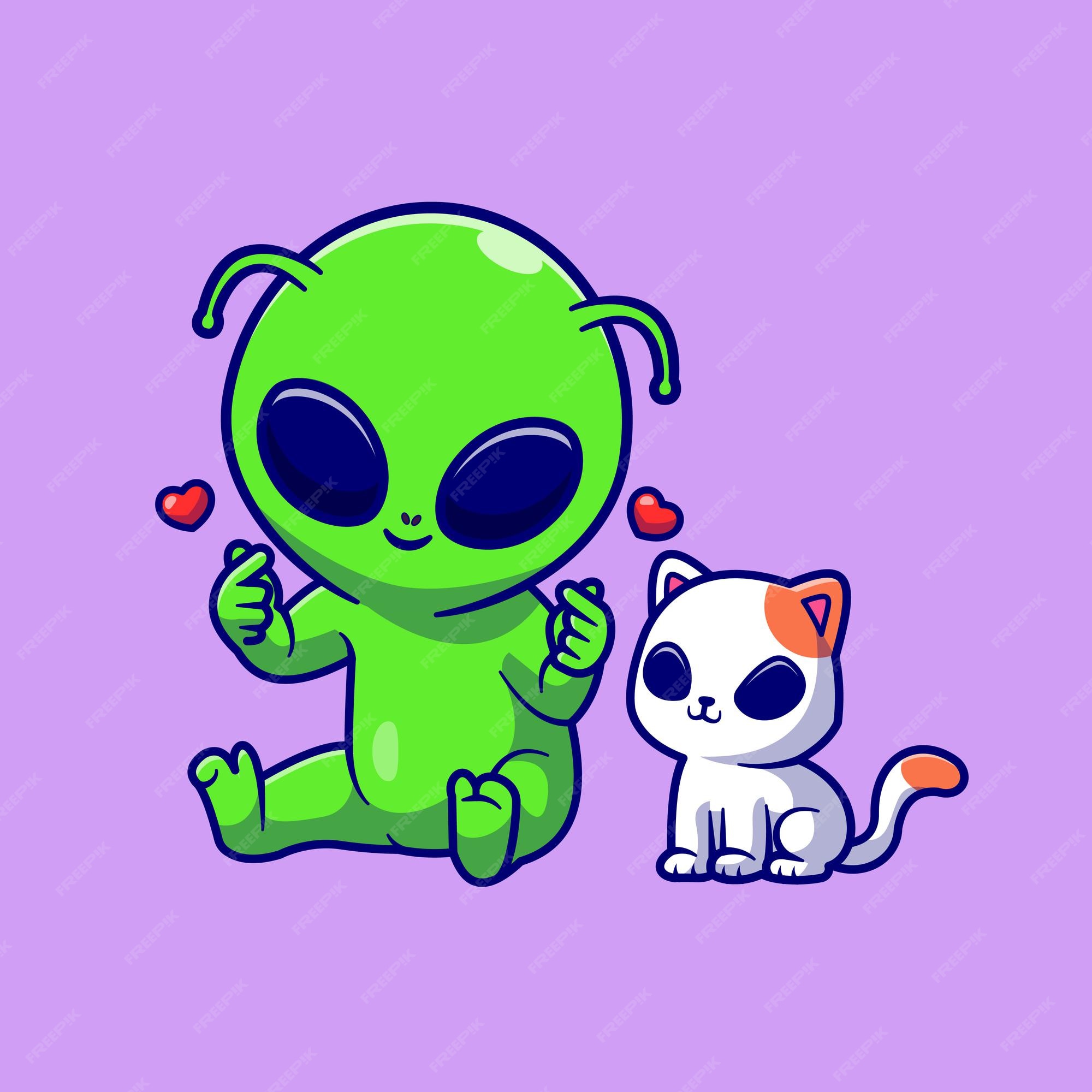 Desenho De Personagem De Desenho Animado Alienígena Verde. Amigo Do Espaço  Ilustração do Vetor - Ilustração de gato, verde: 214471987