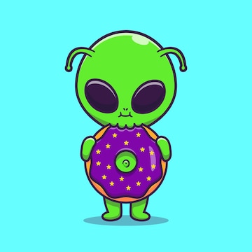 Desenho animado fofo de alienígena brincando de cesta lunar, Gráficos -  Envato Elements