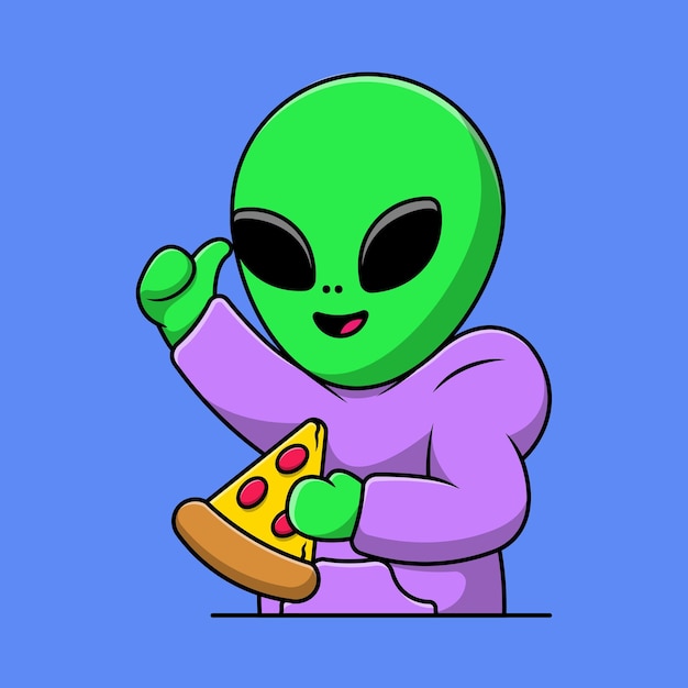 Um alienígena fofo segurando uma ilustração de desenho animado, Vetor  Premium