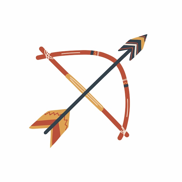 Bonito arco Boho e flecha desenhadas à mão Boho ilustração