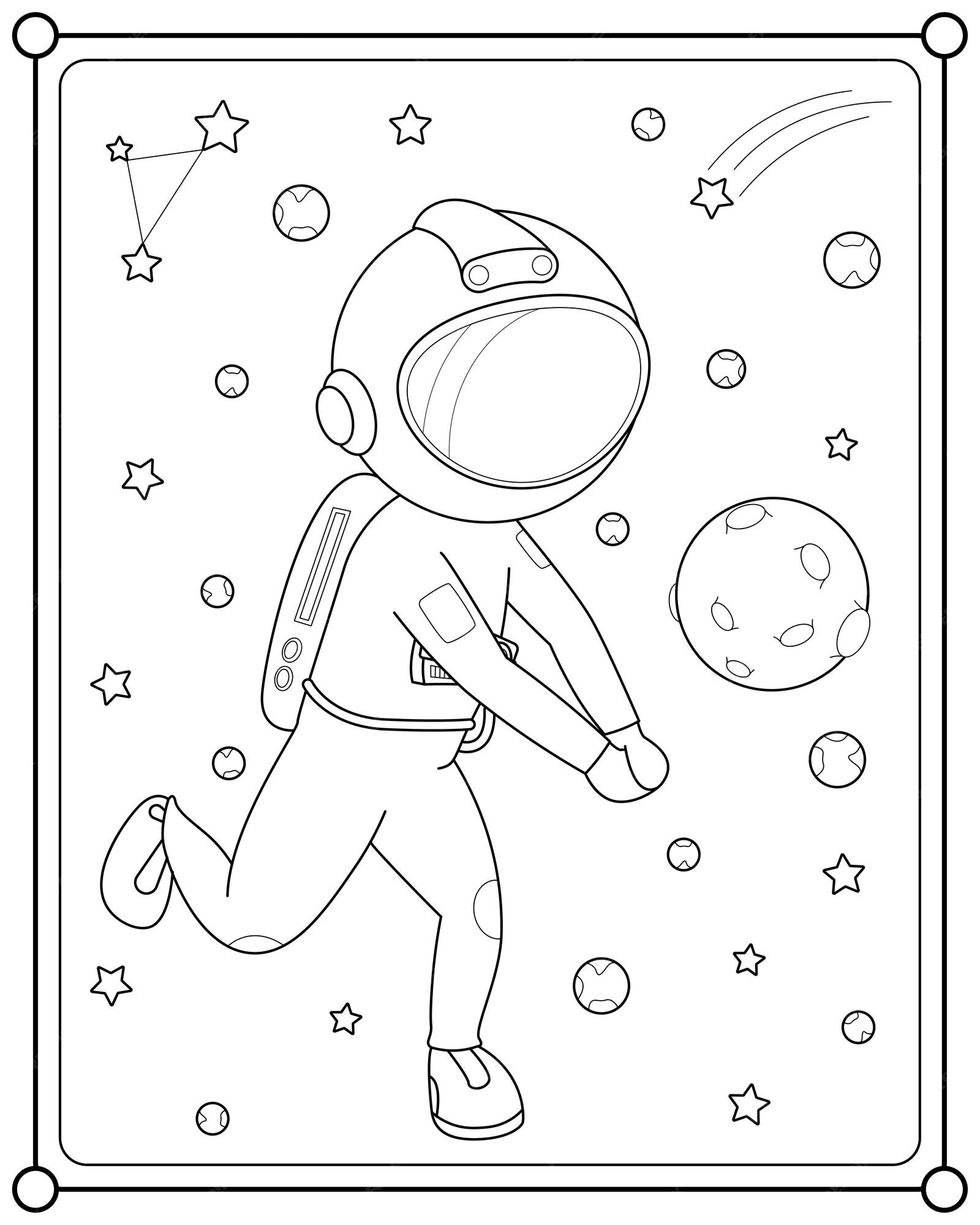 Spaceman, O Livro De Colorir Para Educar As Crianças Pré-escolares Com  Nível De Jogo Fácil, O Jogo Educativo Infantil Para Colorir A Metade  Incolor Por Amostra. Ilustraciones svg, vectoriales, clip art vectorizado