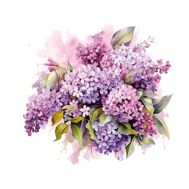 Bonito buquê de lilas aquarela ótimo design para qualquer propósito