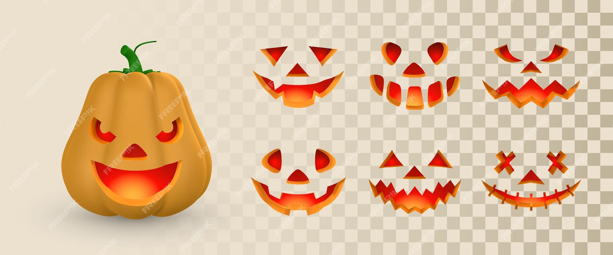 Bonito desenho animado 3d abóbora de halloween com cara assustadora  ilustração vetorial de conceito de halloween