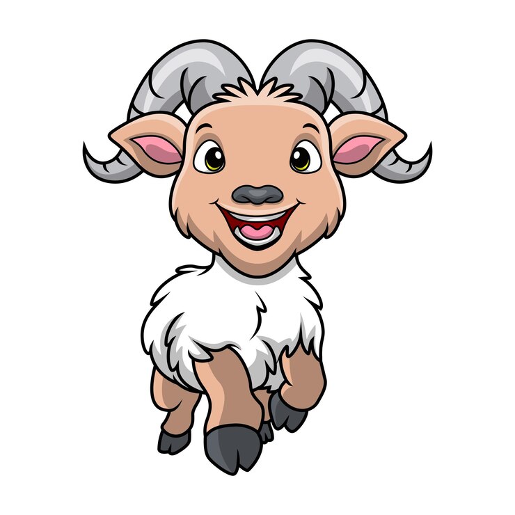 Vetor bonito desenho animado de cabra em fundo branco