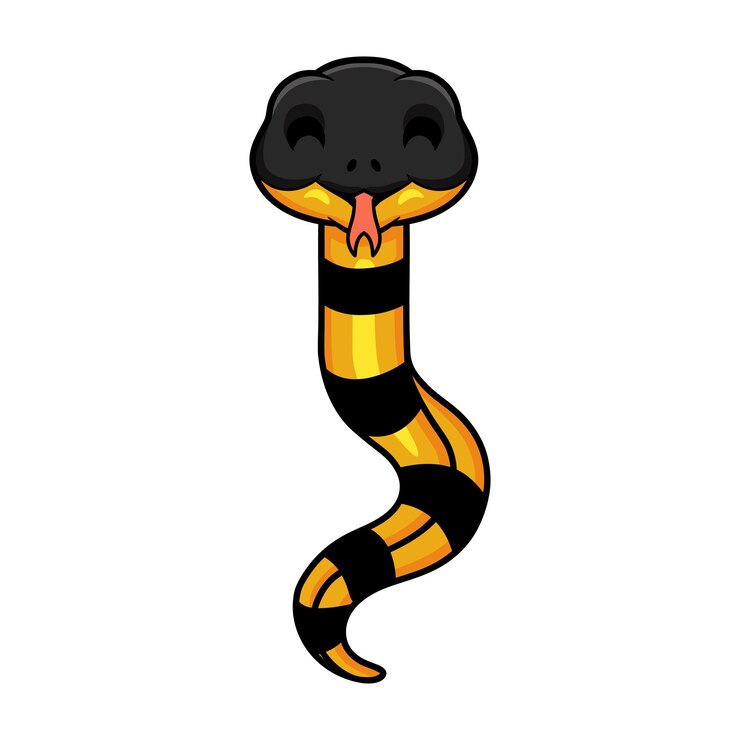 Vetor bonito desenho animado de krait bungarus candidus