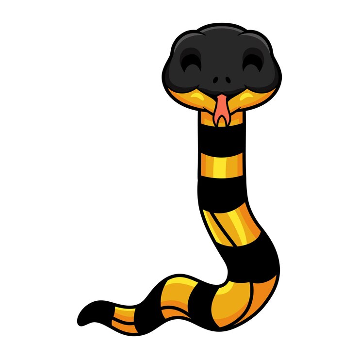 Vetor bonito desenho animado de krait bungarus candidus