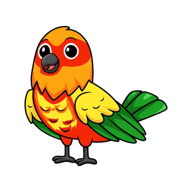 Bonito desenho animado de periquito papagaio amarelo e verde