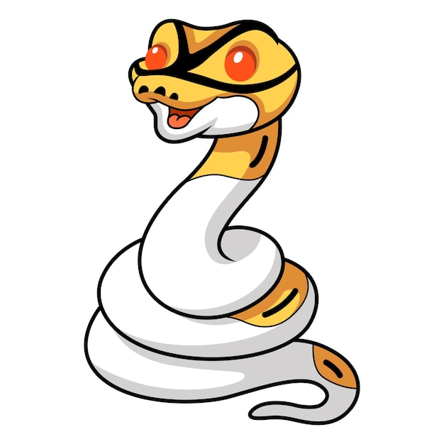 Bonito desenho animado de píton bola de pied albino