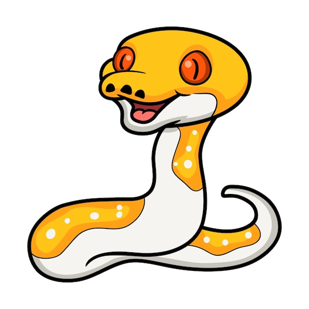 Bonito desenho animado de píton reticulado albino