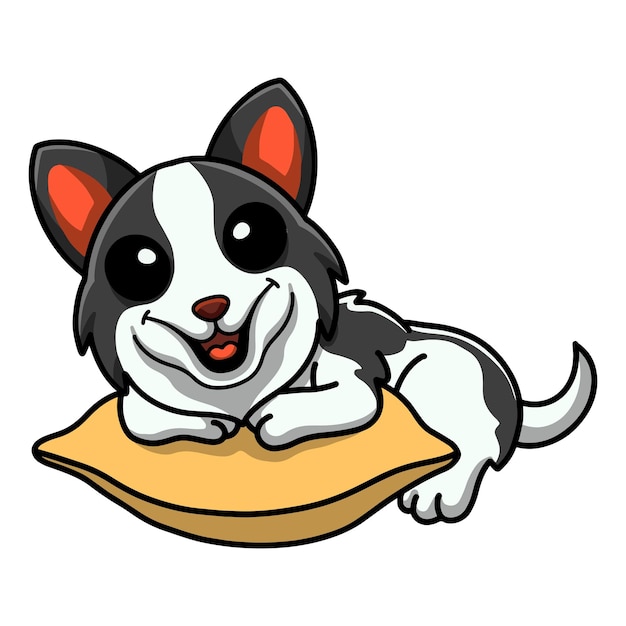 Bonito desenho de cachorro border collie no travesseiro