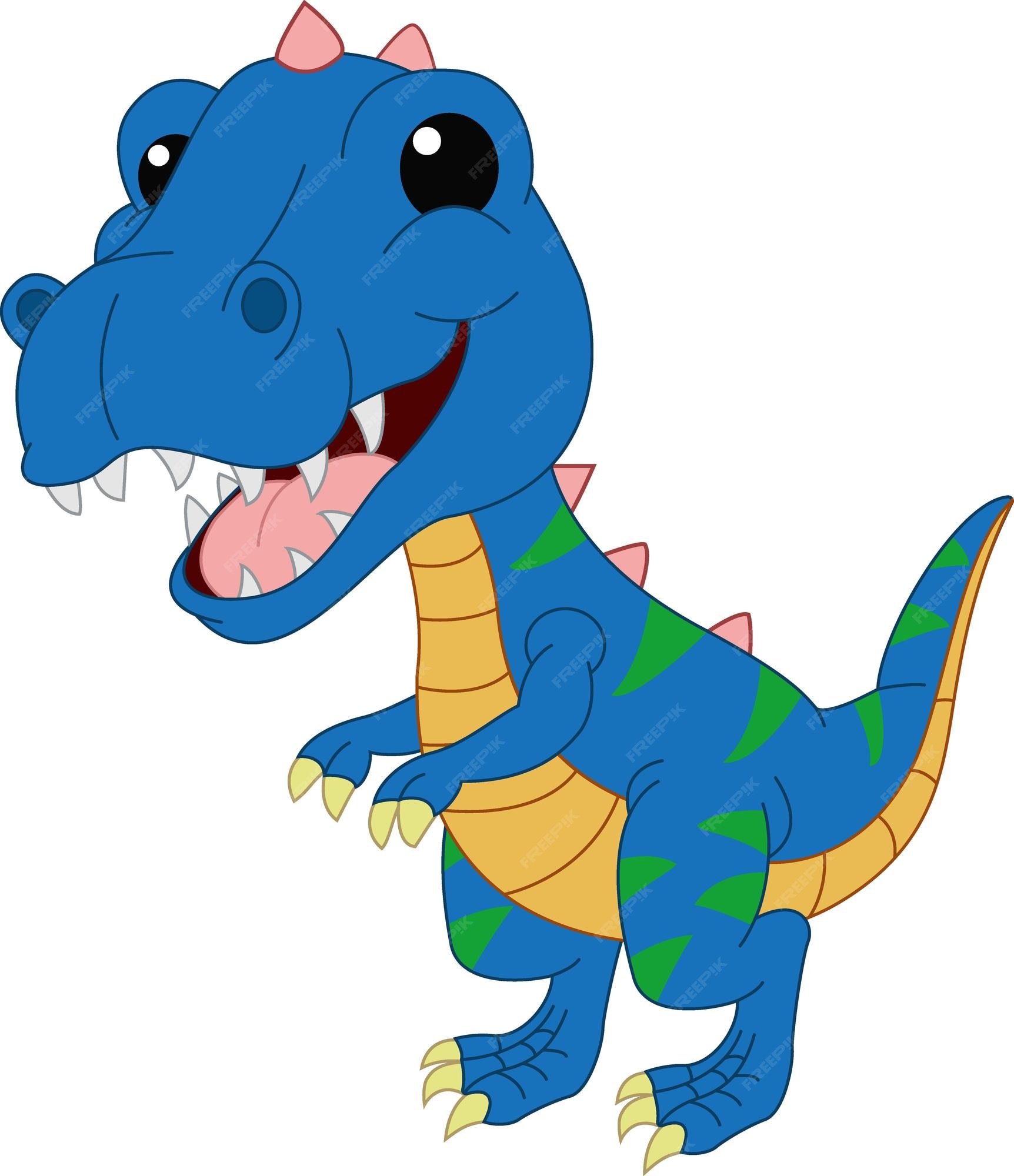 conjunto de personagem de desenho animado de dinossauro azul 2763923 Vetor  no Vecteezy