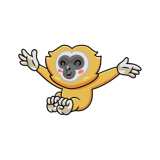 Desenho De Macaco Gibão De Mão Branca Bonito Sentado PNG , Animal