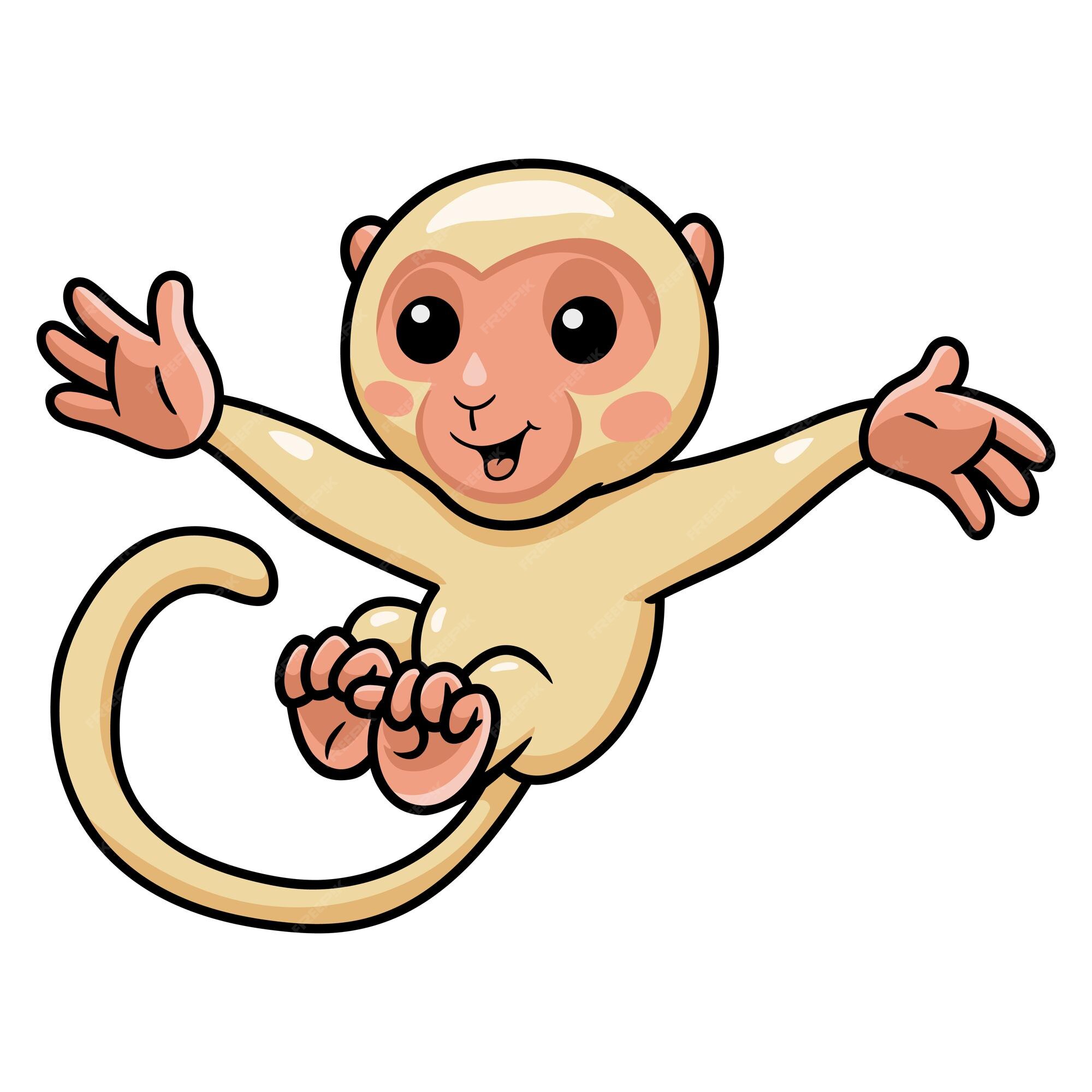 Bonito desenho de macaco albino em pé