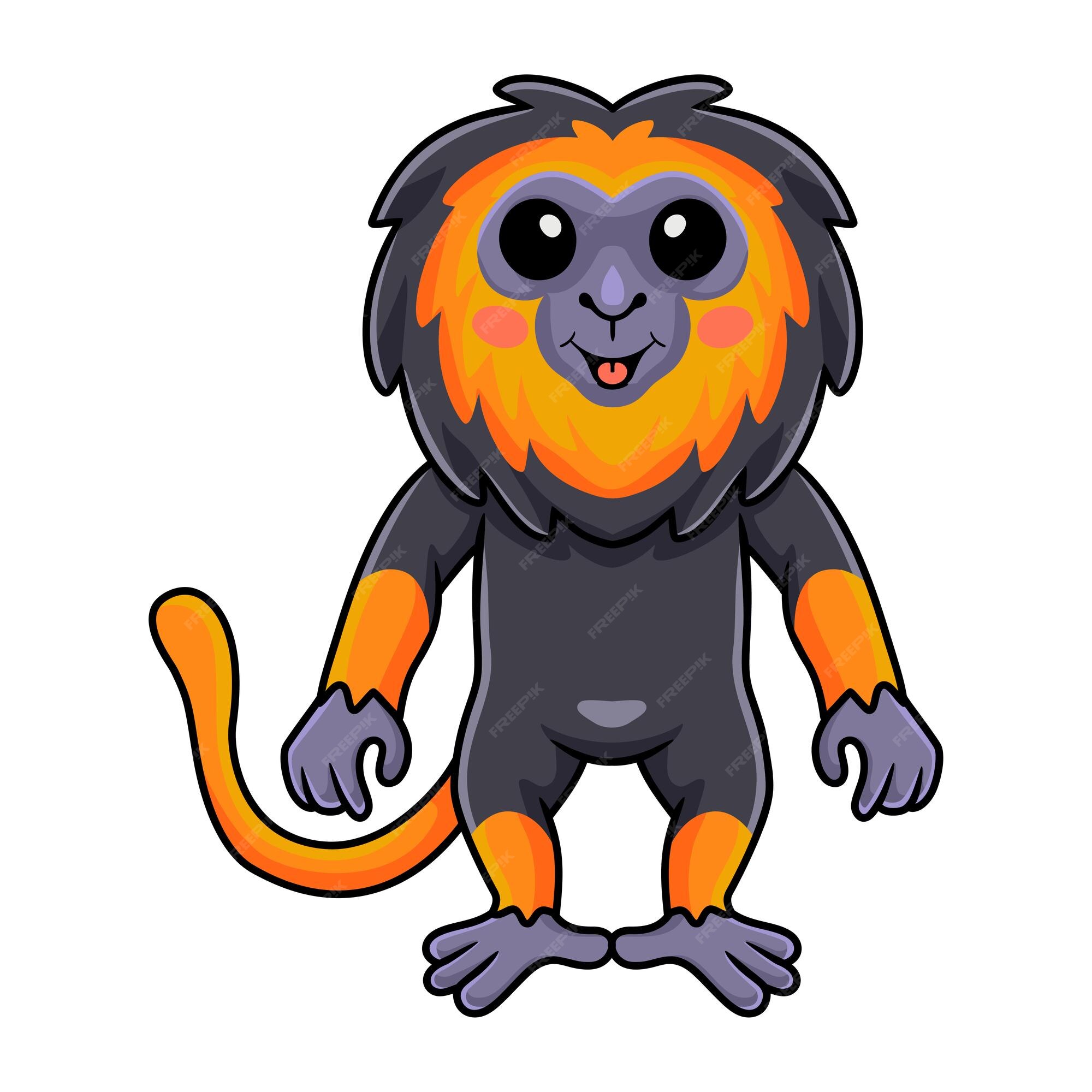 Bonito Bebê Macaco Desenho Animado Em Pé Royalty Free SVG