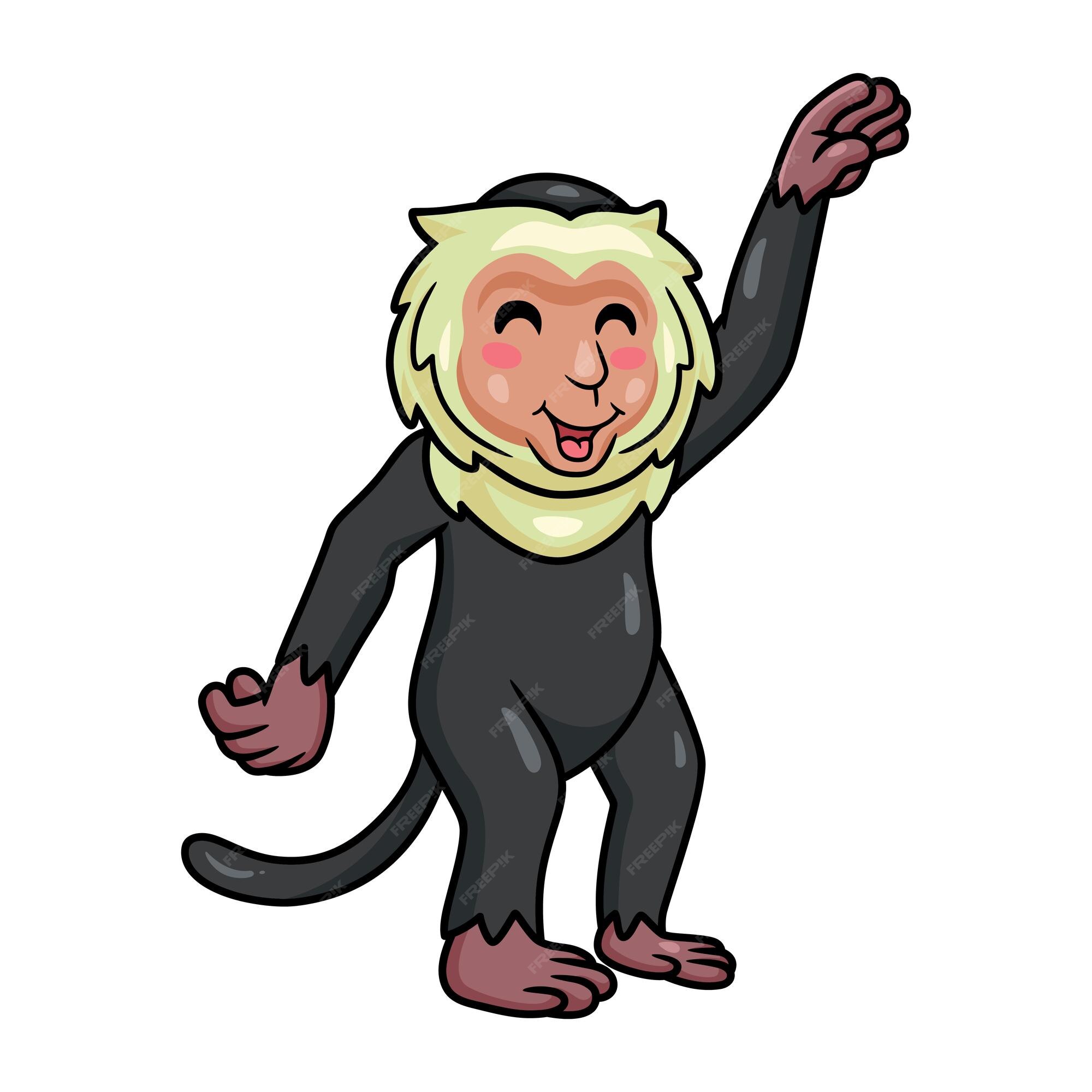 Bonito Bebê Macaco Desenho Animado Posando Royalty Free SVG