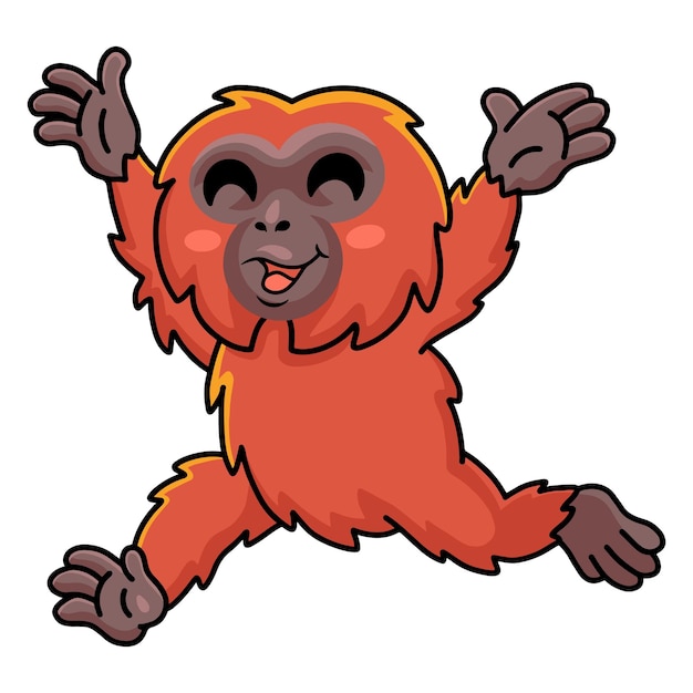 Bonito desenho de orangotango correndo