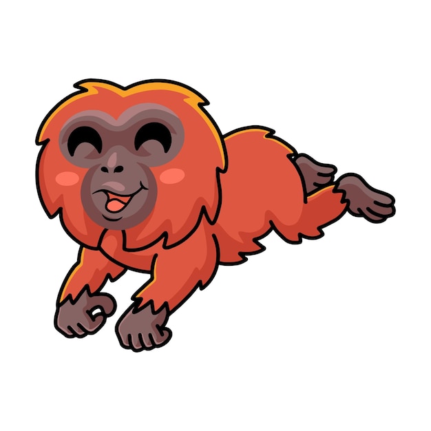 Bonito Bebê Macaco Desenho Animado Posando Royalty Free SVG