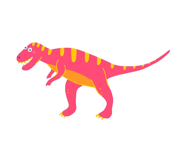 Bonito dinossauro predador Tiranossauro vector ilustração plana em estilo desenhado à mão