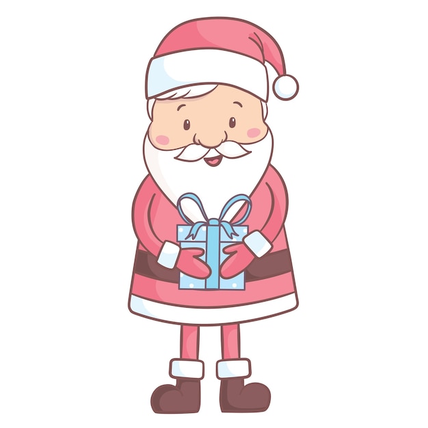 Bonito dos desenhos animados de papai noel para o projeto de saudação de natal e ano novo. personagem de férias.