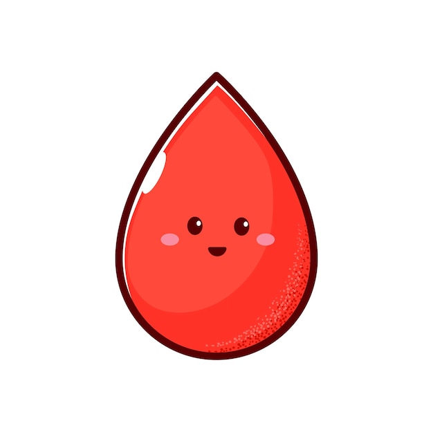 Vetor bonito e feliz personagem de desenho animado de gota de sangue