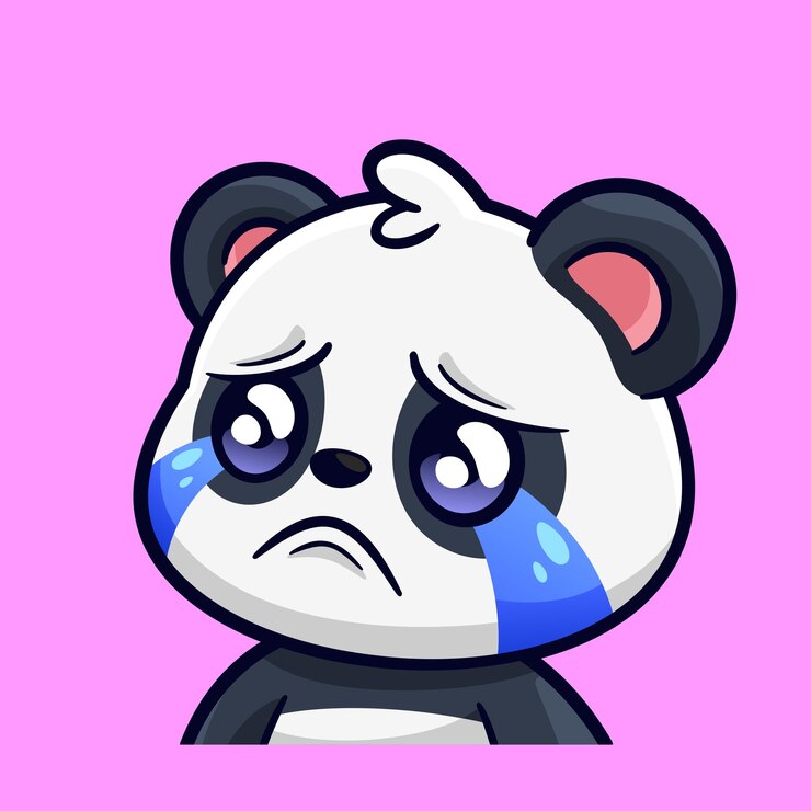 Vetor bonito emotes panda chorando tristemente ilustração vetorial de desenho animado premium
