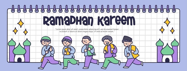 Bonito feriado muçulmano ramadhan kareem eid fitr banner ilustração ativo 2