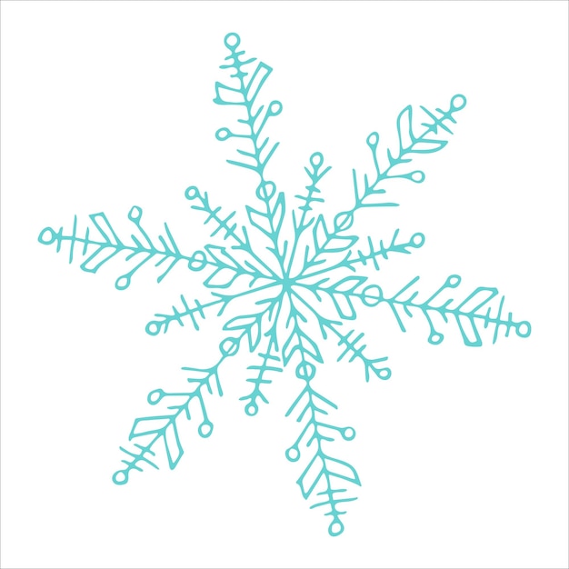 Bonito floco de neve desenhado à mão vector clipart de inverno doodle de natal e ano novo