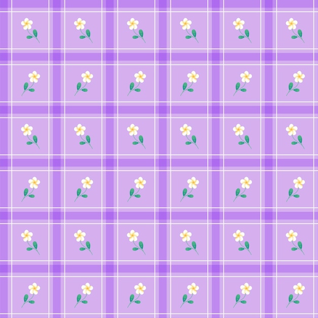 Bonito frangipani plumeria lilás violeta roxo listrado linha xadrez scott gingham padrão bg