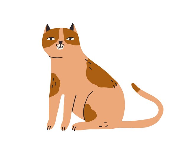 Vector Feliz Bonito Divertido Gatinho Branco Desenho Animado