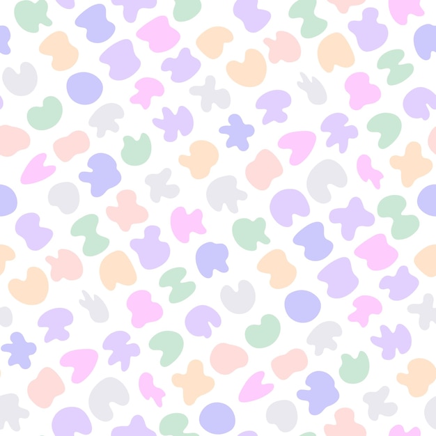 Bonito, gentil, infantil, sem costura padrão, colorido, pastel, manchas, manchas, doces, delicados, abstratos, blobs