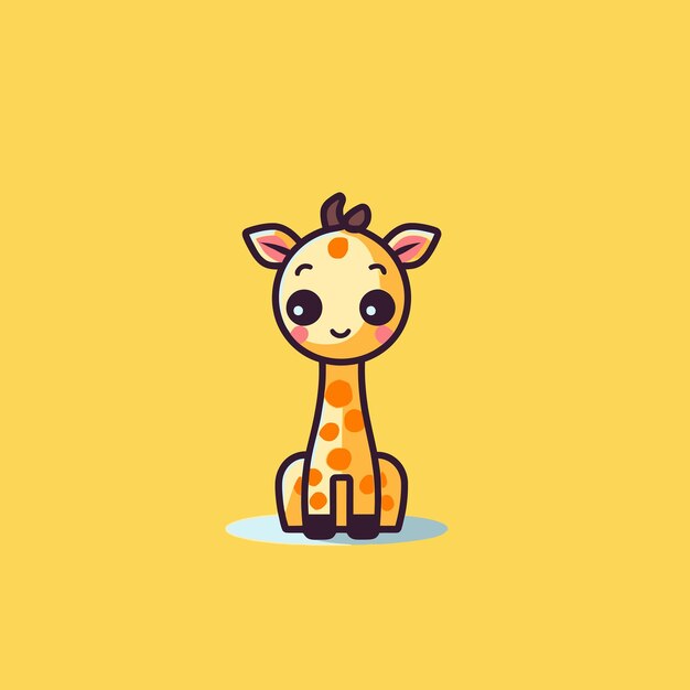 Bonito girafa kawaii chibi mascote vector estilo de desenho animado