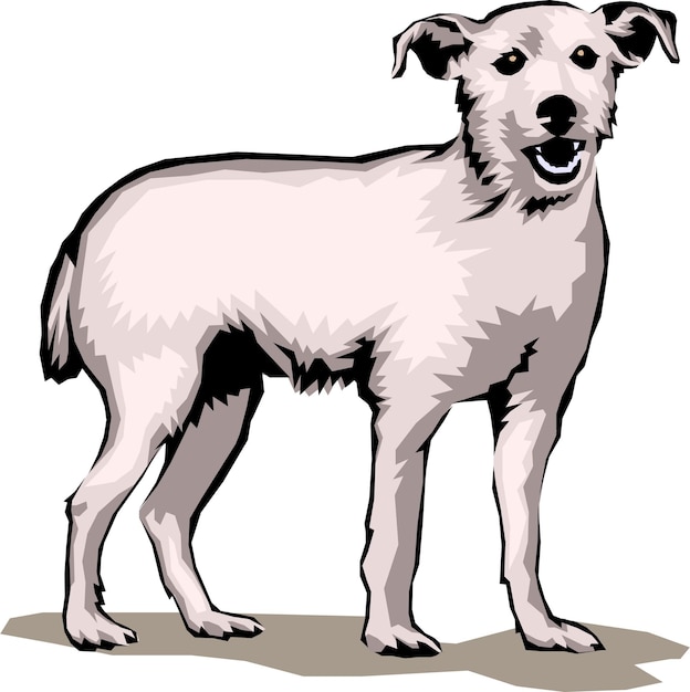 Vetor bonito jack russwll terrier cão desenho animado desenhado à mão animais de estimação ilustração em quadrinhos