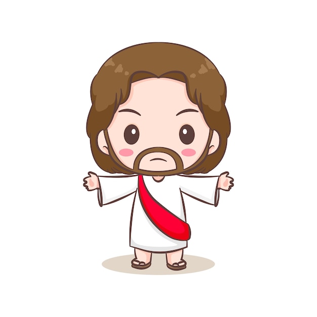 Bonito Jesus Cristo protegendo o personagem de desenho animado