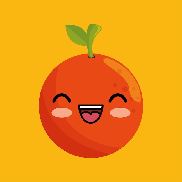 Vetor bonito kawaii laranja comida suculenta