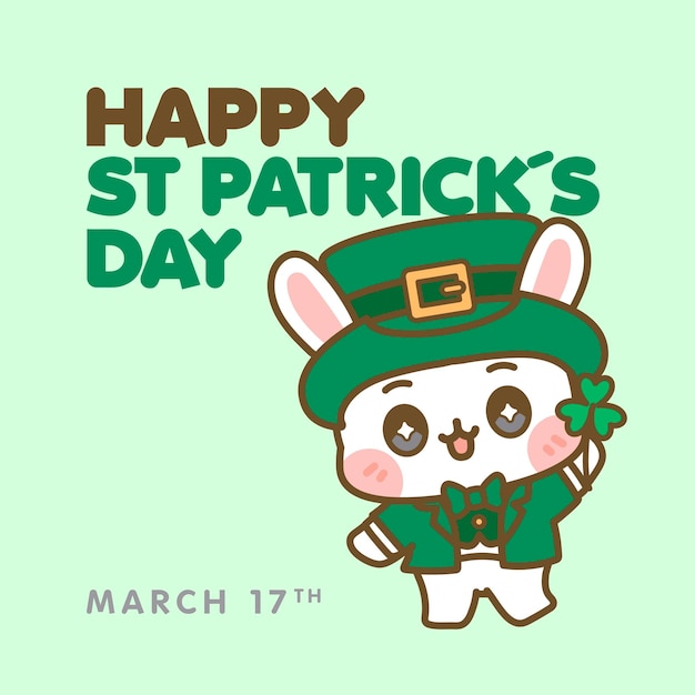 Vetor bonito kawaii st patricks day