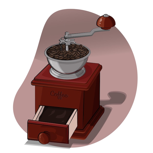Vetor bonito moedor de café manual para o seu café favorito
