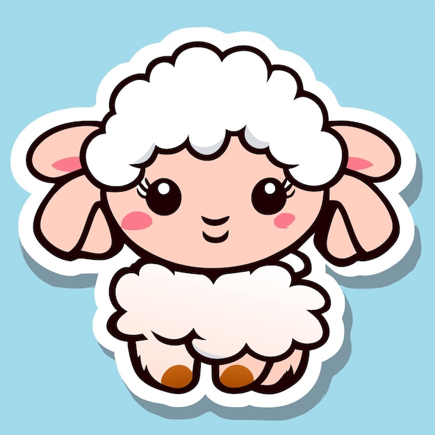 Vetor bonito ovelha cordeiro ram kawaii mão desenhada cartoon adesivo ícone conceito ilustração isolada