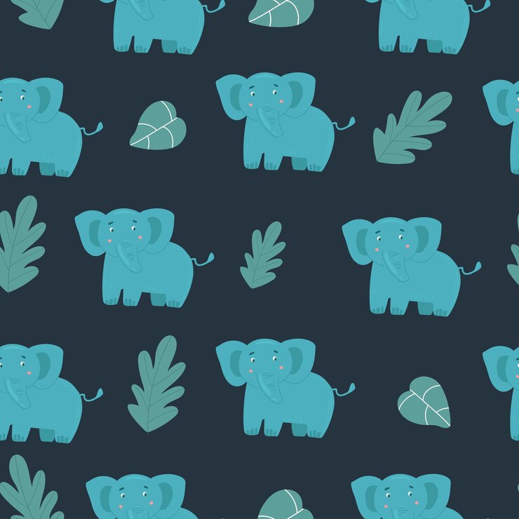 Vetor bonito padrão perfeito para chá de bebê com elefante padrão vetorial perfeito para tecidos infantis