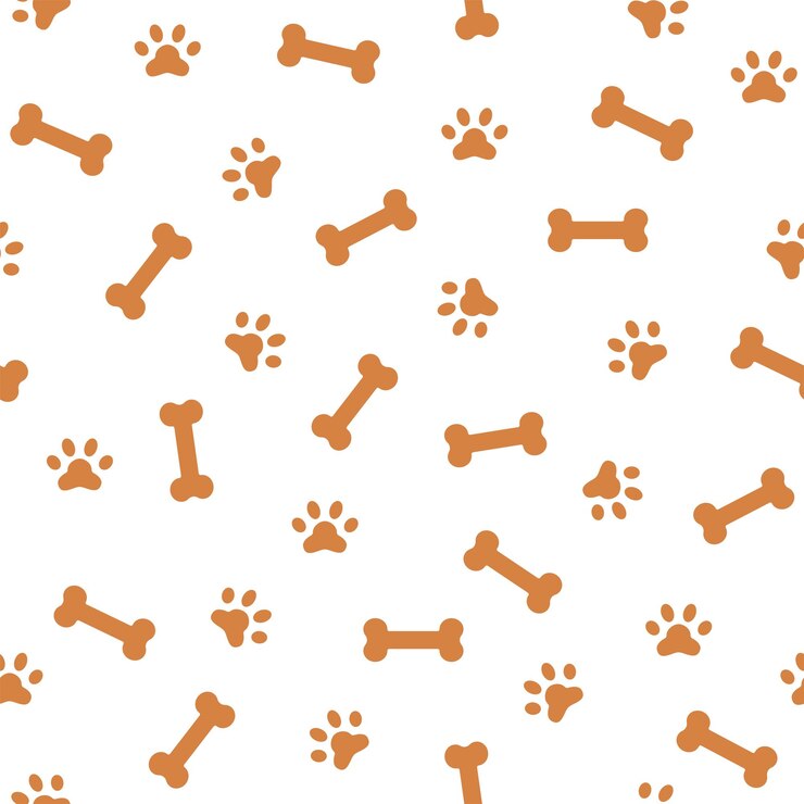 Vetor bonito padrão sem costura com pegadas de cachorro e ossos modelo de impressão de tecido simples doodle vector background