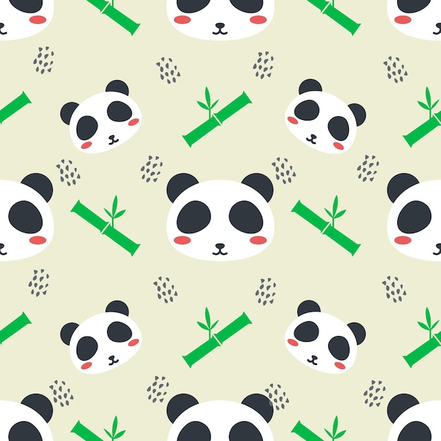 Bonito panda animal vetor sem costura de fundo