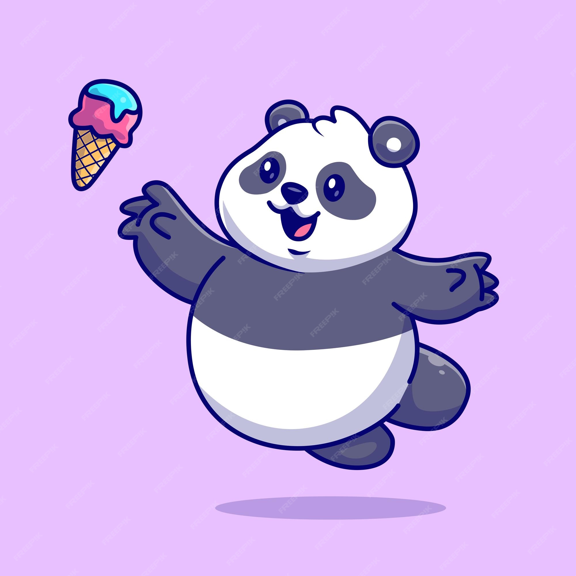 Panda com ilustração de desenho de sorvete