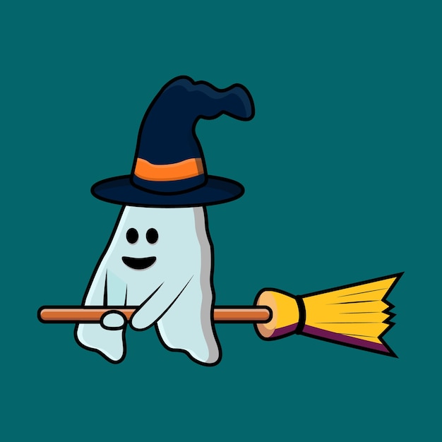 Bonito pequeno fantasma helloween de ilustração vetorial